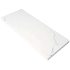 Calacata stone white quartz engineered niche shelf with polished finish and bevelled edge for shower storage