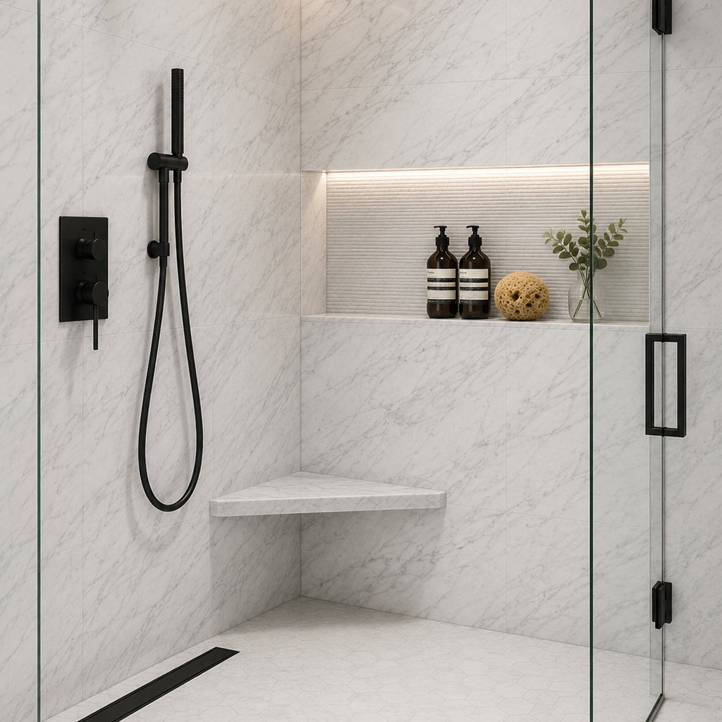 Carrara White Marble Stone Triangle Corner Shower Seat
