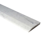 Carrara white marble single Hollywood saddle threshold with polished finish and beveled edge