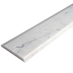 Carrara white marble single Hollywood saddle threshold with polished finish and beveled edge for smooth floor transitions