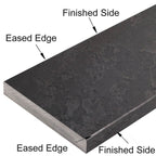 Dark grey honed matte quartz engineered stone saddle threshold with beveled edges and industrial concrete look