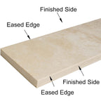 Ivory light travertine stone saddle threshold with honed beige finish and beveled edges