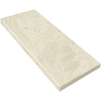 Madreperola Creamy Beige quartz engineered stone niche shelf with polished finish and beveled edge