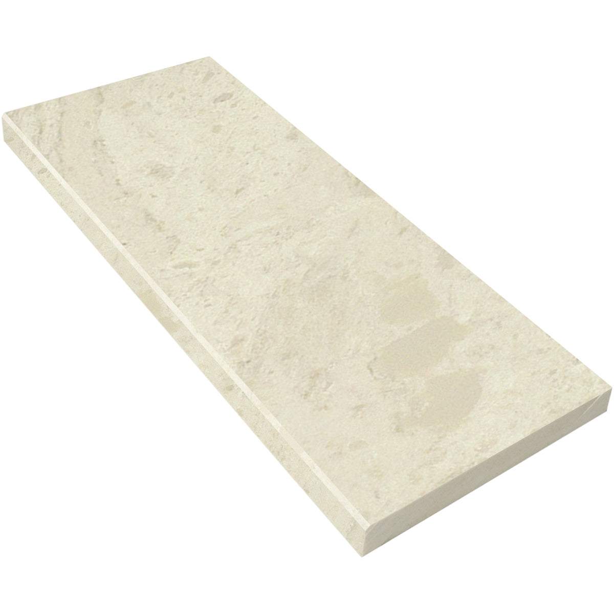 Madreperola Creamy Beige quartz engineered stone niche shelf with polished finish and beveled edge