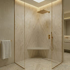 Madreperola Creamy Beige Stone Triangle Corner Shower Seat