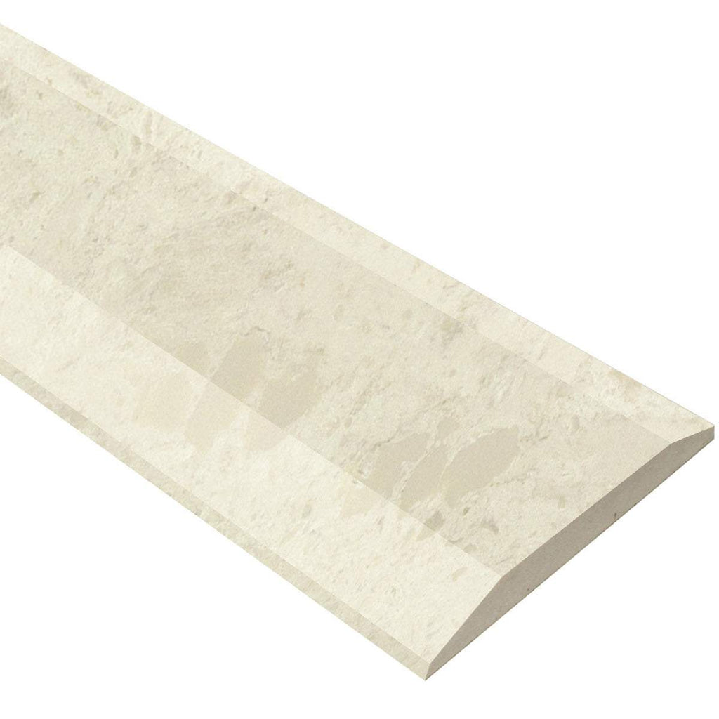 Madreperola Creamy Beige ADA compliant quartz threshold with polished finish and beveled edges