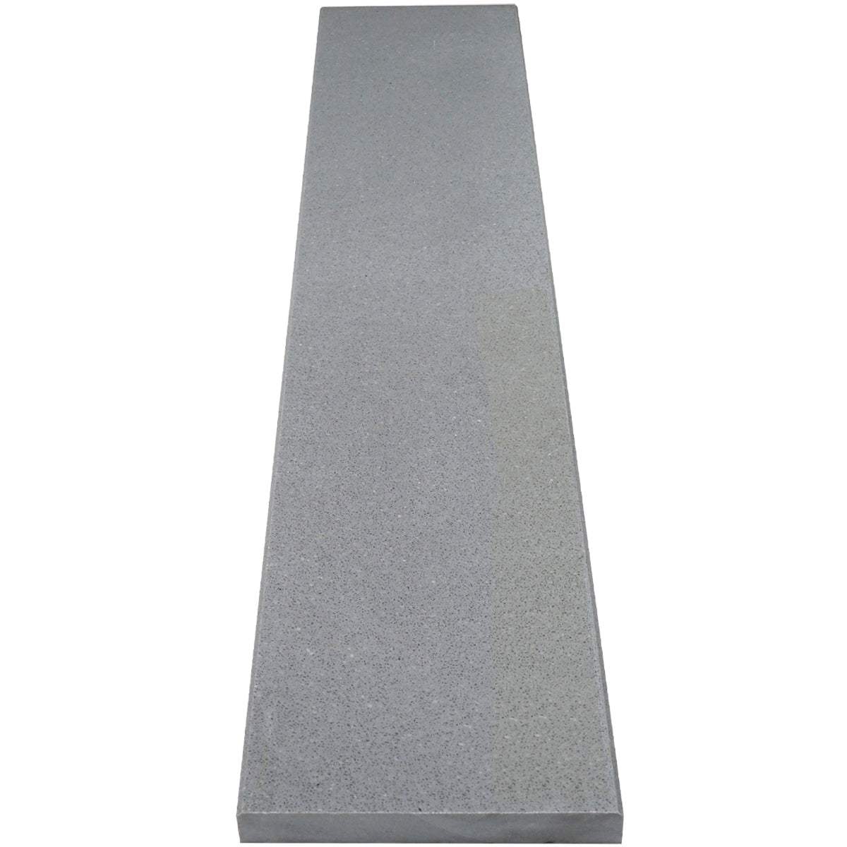 Midnight Grey Stone polished quartz shower curb with beveled grey finish and 3/4 inch thickness