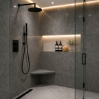 Mocha Grey Stone Triangle Corner Shower Seat