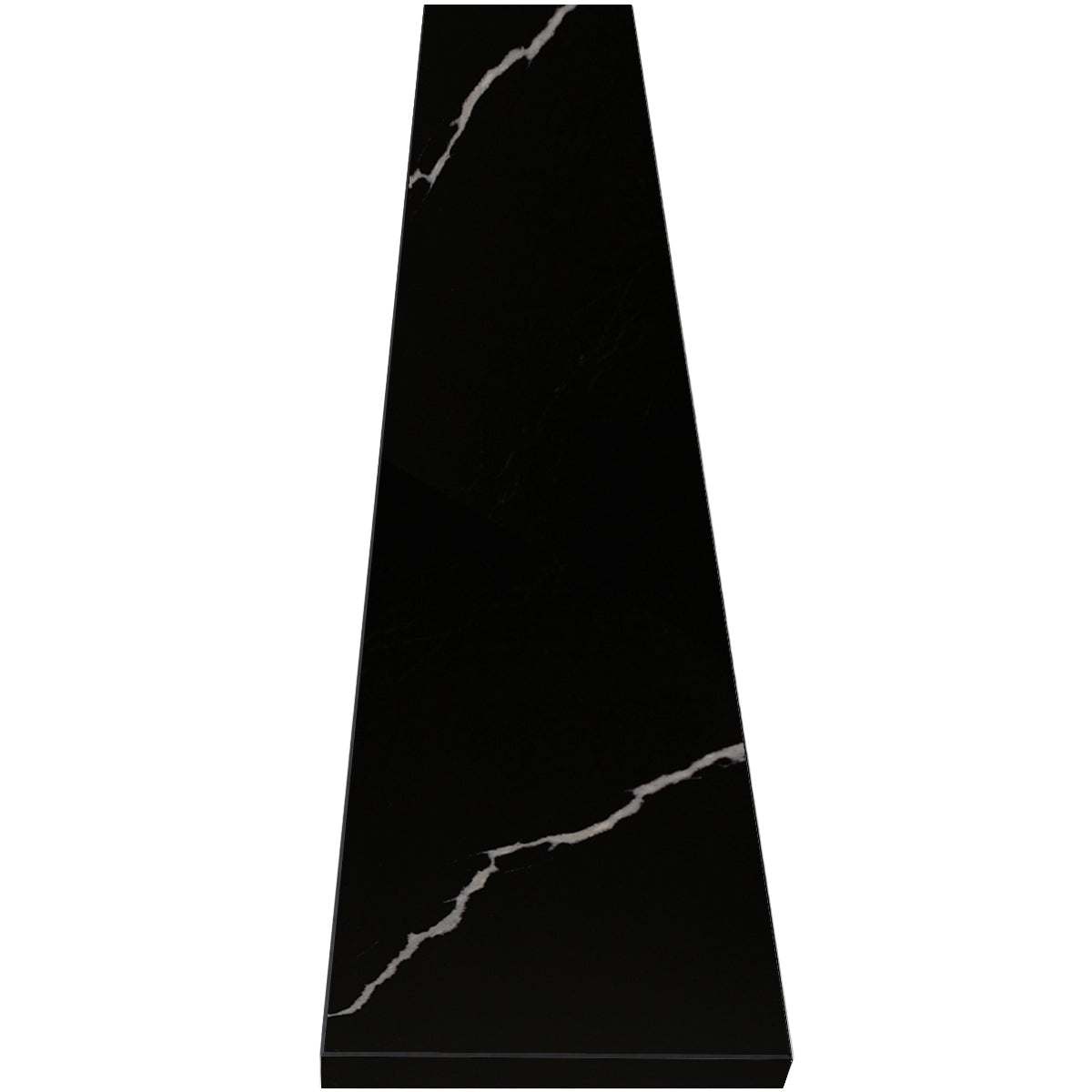 Nero Marquino black quartz knee wall cap with polished grey finish and beveled edges