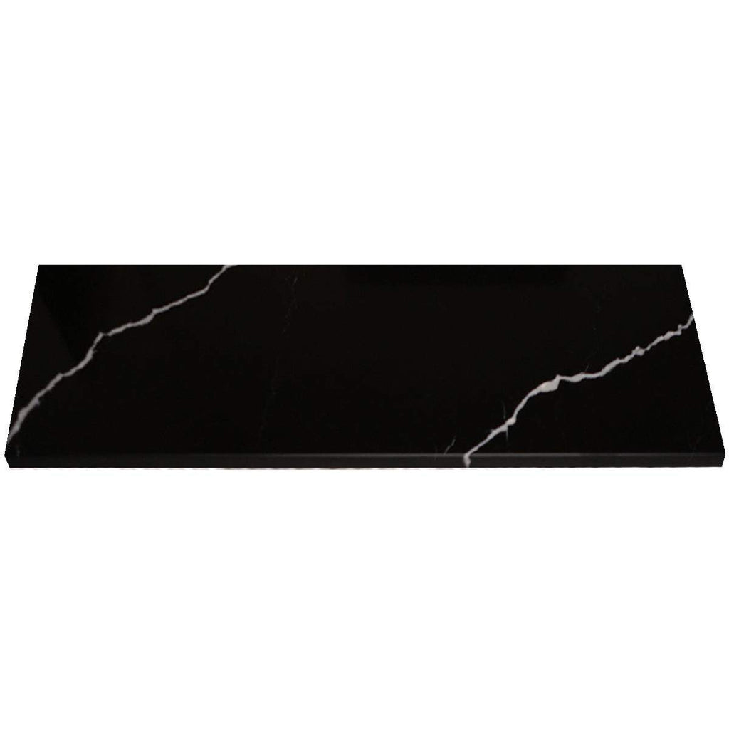 Nero Marquino black quartz stone window sill with polished finish and subtle beveled edge