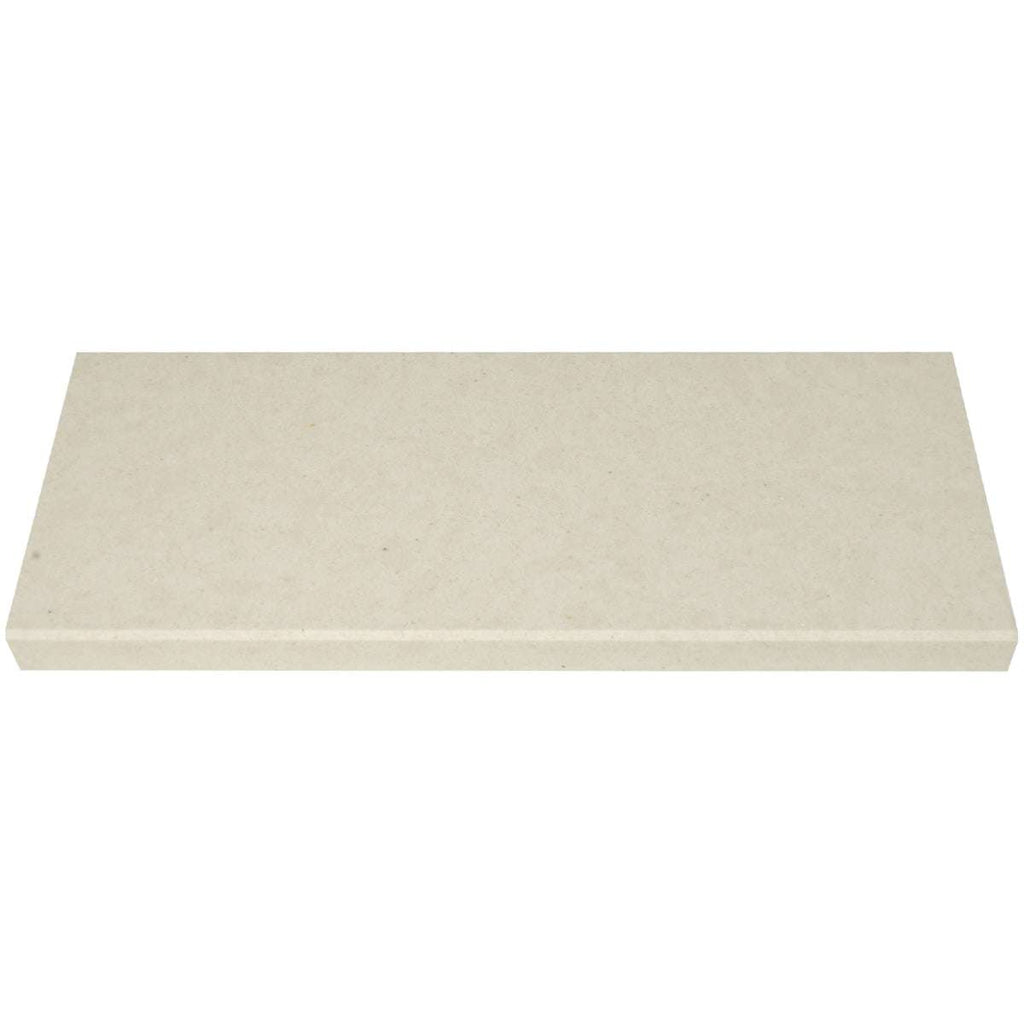 Pearl Marfil quartz niche shelf in beige with polished finish and beveled edge for shower storage