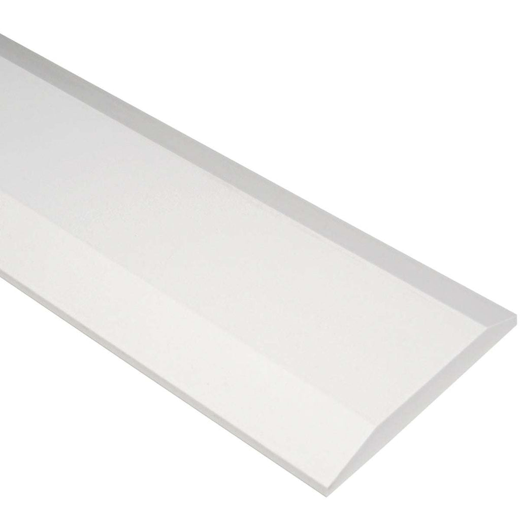 Pure White Stone quartz saddle threshold with polished top and beveled edges for ADA compliant floor transitions