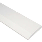 Pure white quartz engineered stone saddle threshold with polished finish and beveled edge for smooth floor transitions