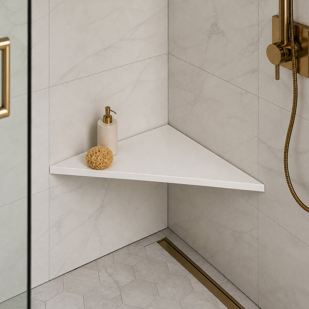 Pure White Stone Triangle Corner Shower Seat