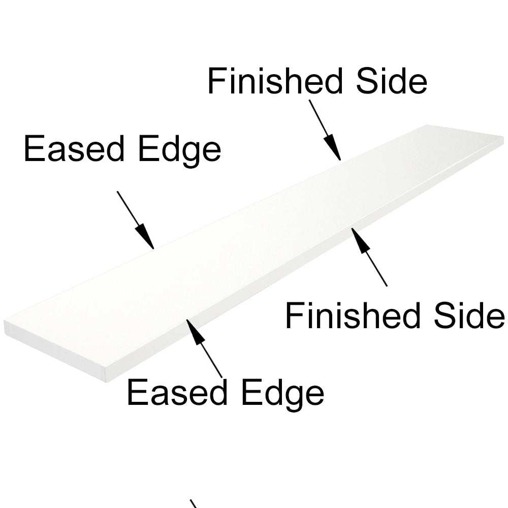 Pure white quartz engineered stone shower curb with polished finish and beveled edges