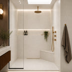 Signature Light Beige Stone Triangle Corner Shower Seat