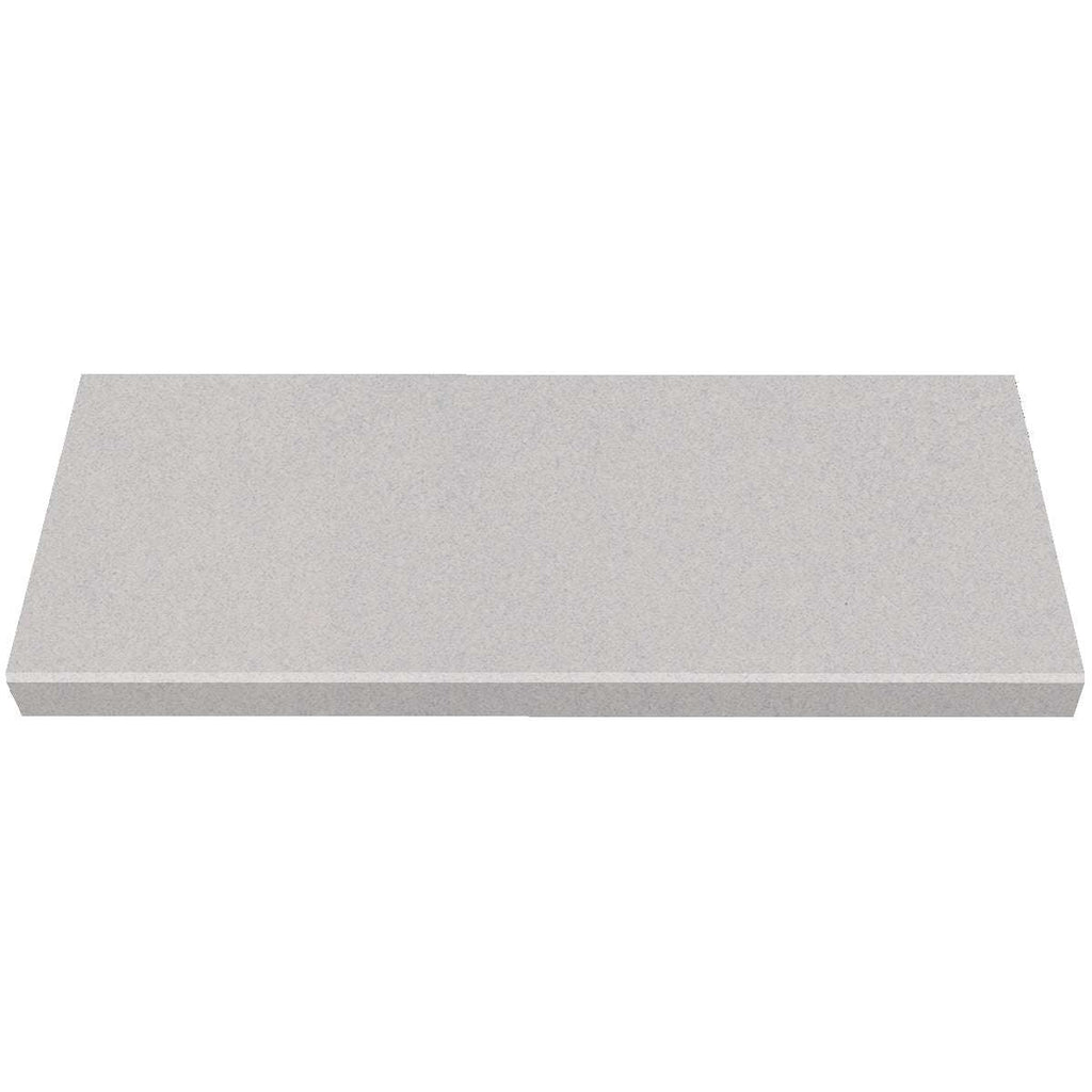 Silver grey quartz engineered stone window sill with polished finish and eased bevel edge