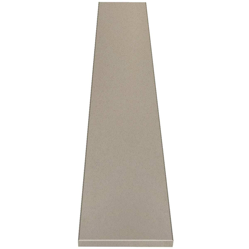 Taupe grey quartz engineered stone knee wall cap with polished finish and bevelled edges