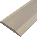 Taupe Grey Stone quartz ADA saddle threshold with polished finish and beveled edges, 3/4 inch thickness.