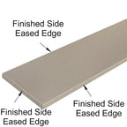 Taupe grey quartz engineered stone knee wall cap with polished finish and bevelled edges