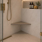 Taupe Grey Stone Triangle Corner Shower Seat
