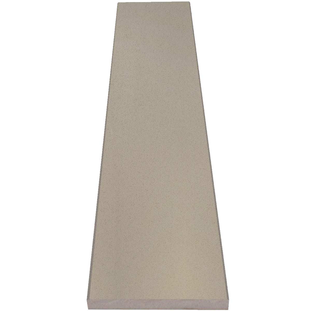 Taupe Grey Stone quartz engineered shower curb with polished finish and beveled edges