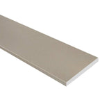 Taupe grey stone quartz engineered saddle threshold with polished finish and bevelled edges in soft neutral tones